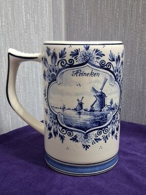 Vintage Delft Heineken Beer Mug Stein Delftsche Huys Holland Delft Blue
